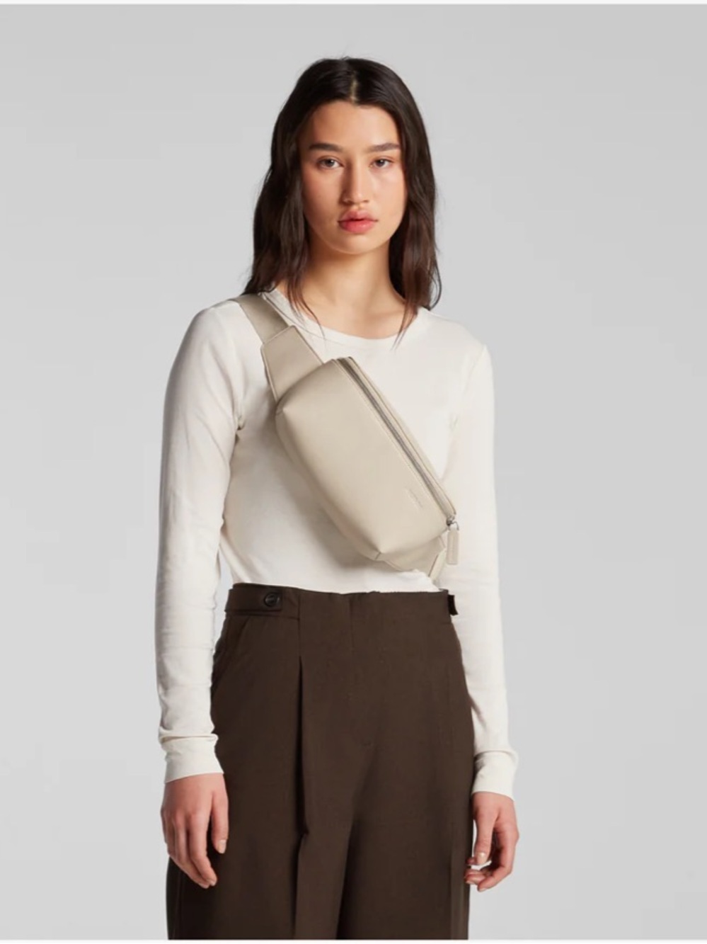 Monos Metro Sling Vegan Leather Crossbody Bag‎ Ivory